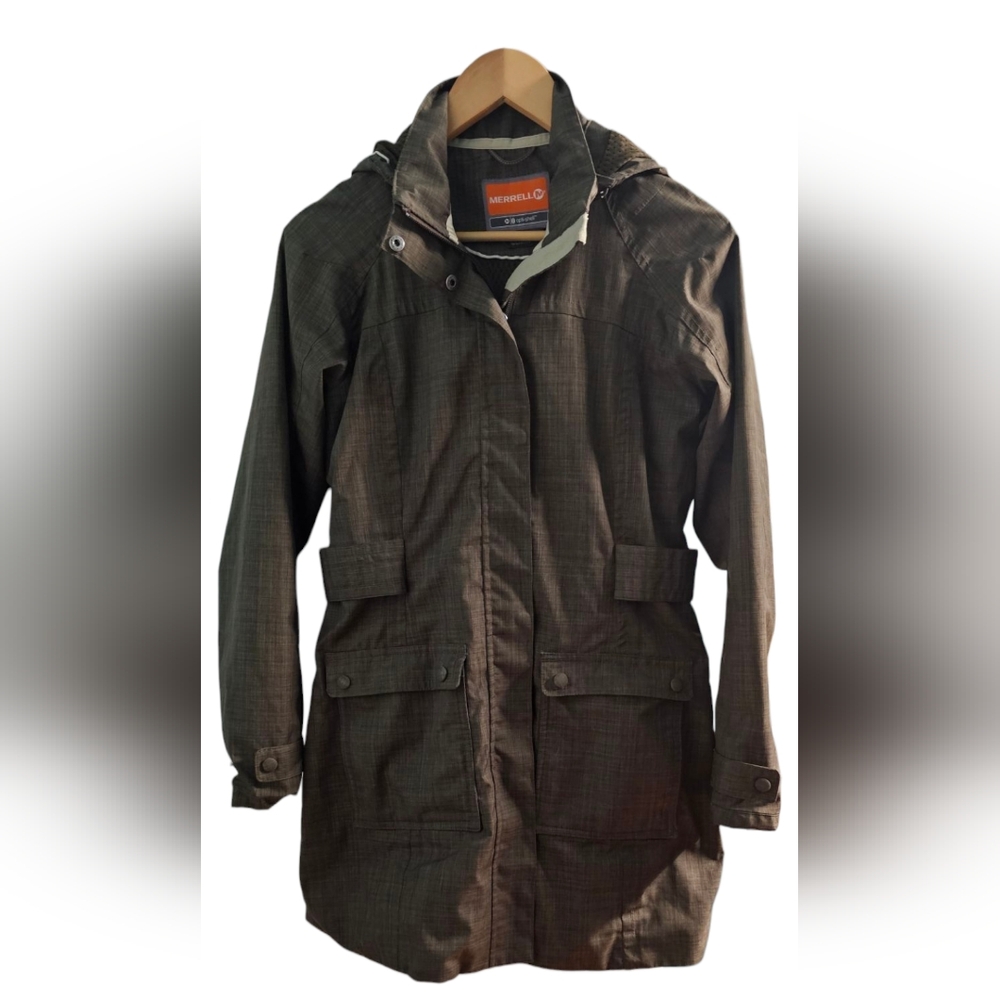 Merrell Opti-Shell Water Resistant Hooded Rain Jacket Removable Hood Adjustable
